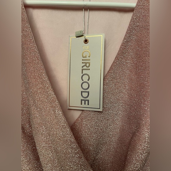 ASOS x The Girlcode Long Sleeve Drape Pink Glitter Mini Dress Clubwear NWT - Picture 5 of 9